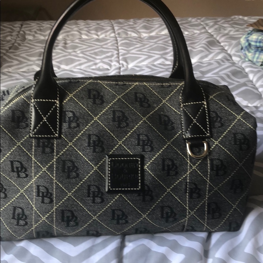 Dooney & Bourke Black and Navy Signature Satchel